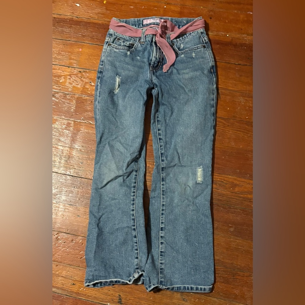 The myth of jade girls size. 10 distressed flared leg denim jeans